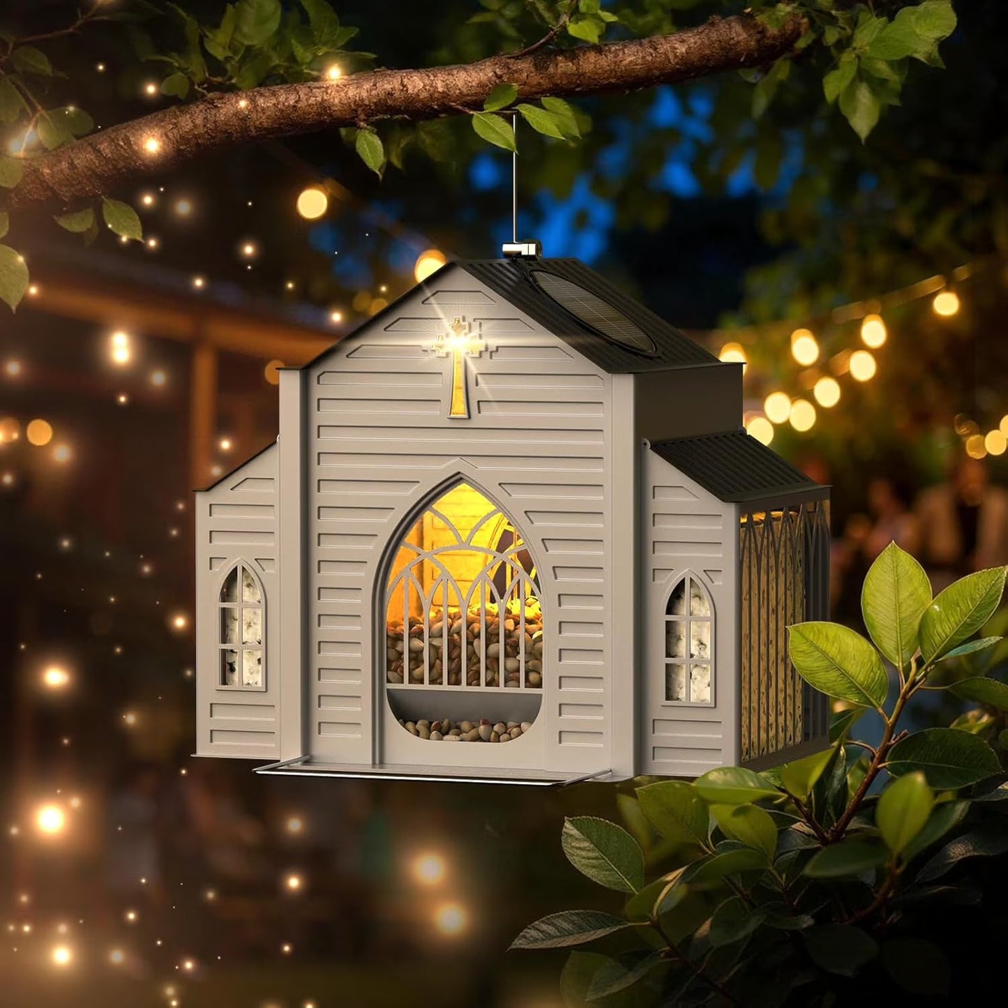 🔥2026 Mother's Day Gifts🎁 Church-Shaped Metal Bird Feeder with Solar Light