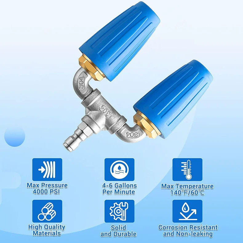 Triple Turbo Nozzle Pressure Washer, 360° Rotating Turbo Nozzle with 1/4" Quick Connector, 2.0 Orifice 3-in-1 Turbo Nozzle, 4000 PSI